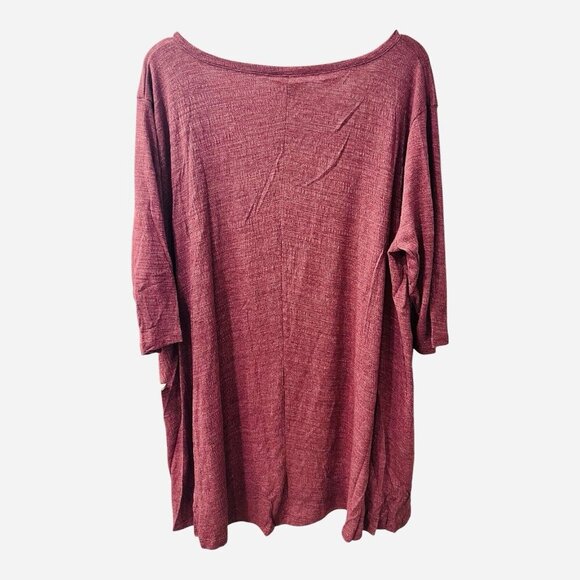 Hayden LA Crimson Red Tunic Dress 3/4 Sleeves Mid Length Plus Size 1XL A-Line - Picture 2 of 5